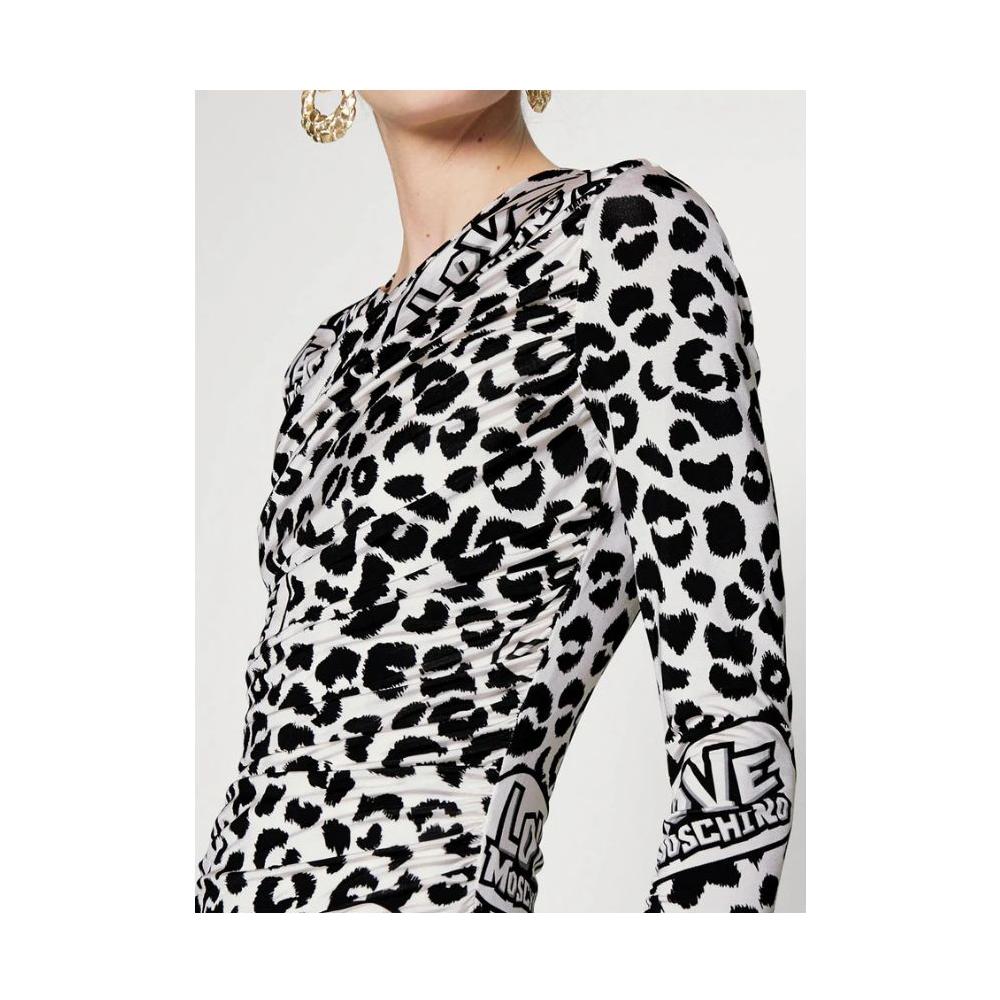 Love Moschino White Viscose Women Dress Love Moschino Light Gray