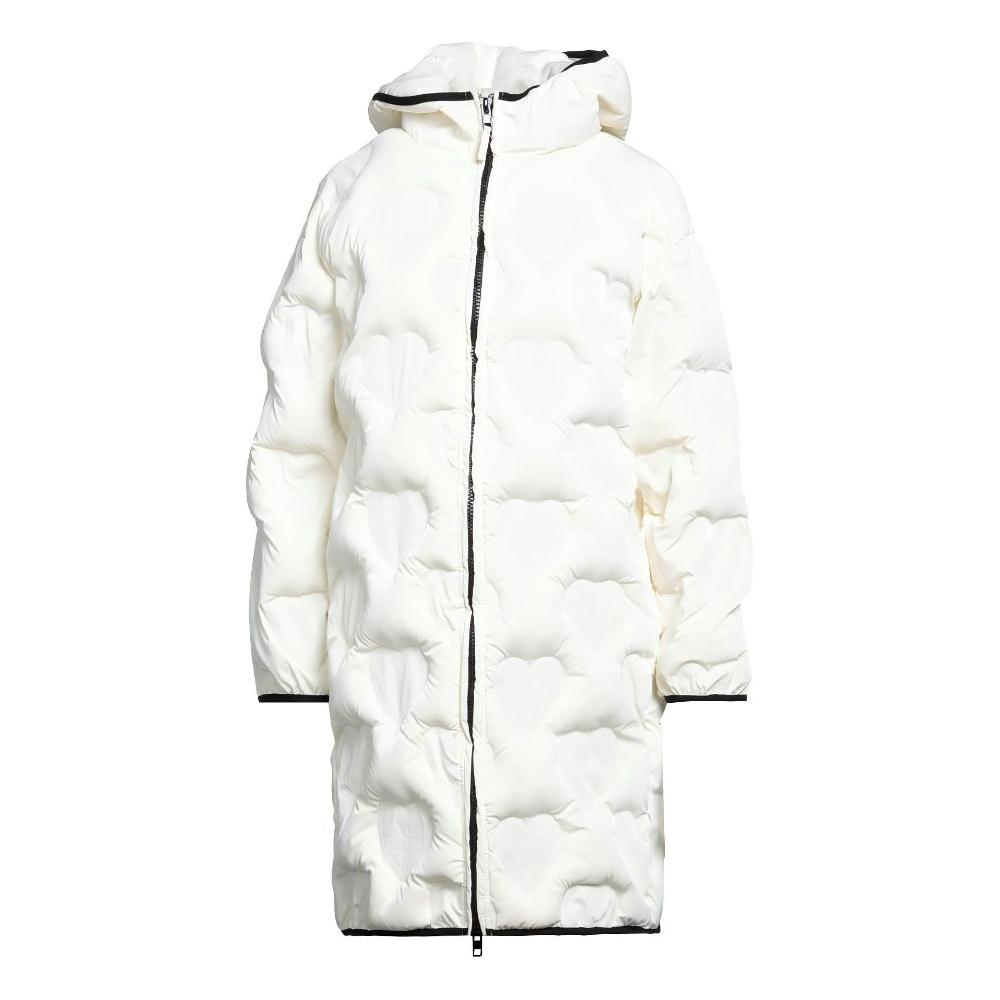 Love Moschino Chic Quilted Heart Long Down Jacket Love Moschino White Smoke