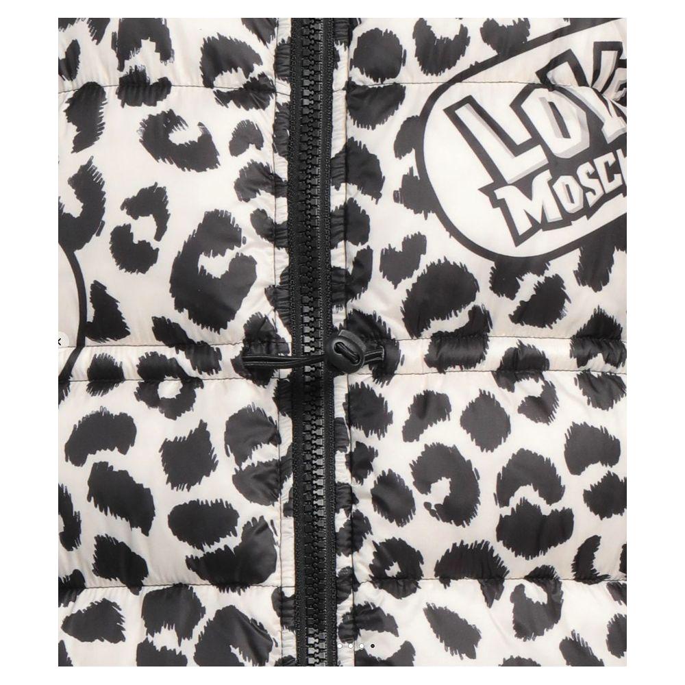 Love Moschino Chic Leopard Print Down Jacket Love Moschino Antique White