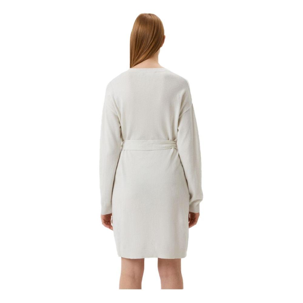 Love Moschino Elegant Embroidered Wool Blend Long Dress Love Moschino Light Gray
