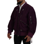 Dsquared² Purple Polyester Full Zipper Bomber Jacket Dsquared² Black