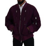 Dsquared² Purple Polyester Full Zipper Bomber Jacket Dsquared² Black