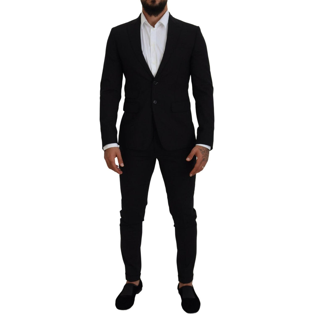 Dsquared² Black Wool Single Breasted 2 Piece LONDON Suit Dsquared² Black