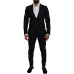 Dsquared² Black Wool Single Breasted 2 Piece LONDON Suit Dsquared² Black