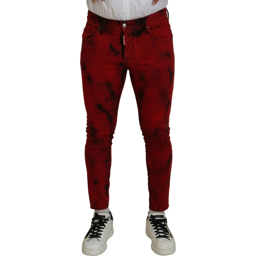 Dsquared² Red Cotton Tie Dye Skinny Casual Denim Jeans PAN74439-48