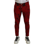 Dsquared² Red Cotton Tie Dye Skinny Casual Denim Jeans PAN74439-48