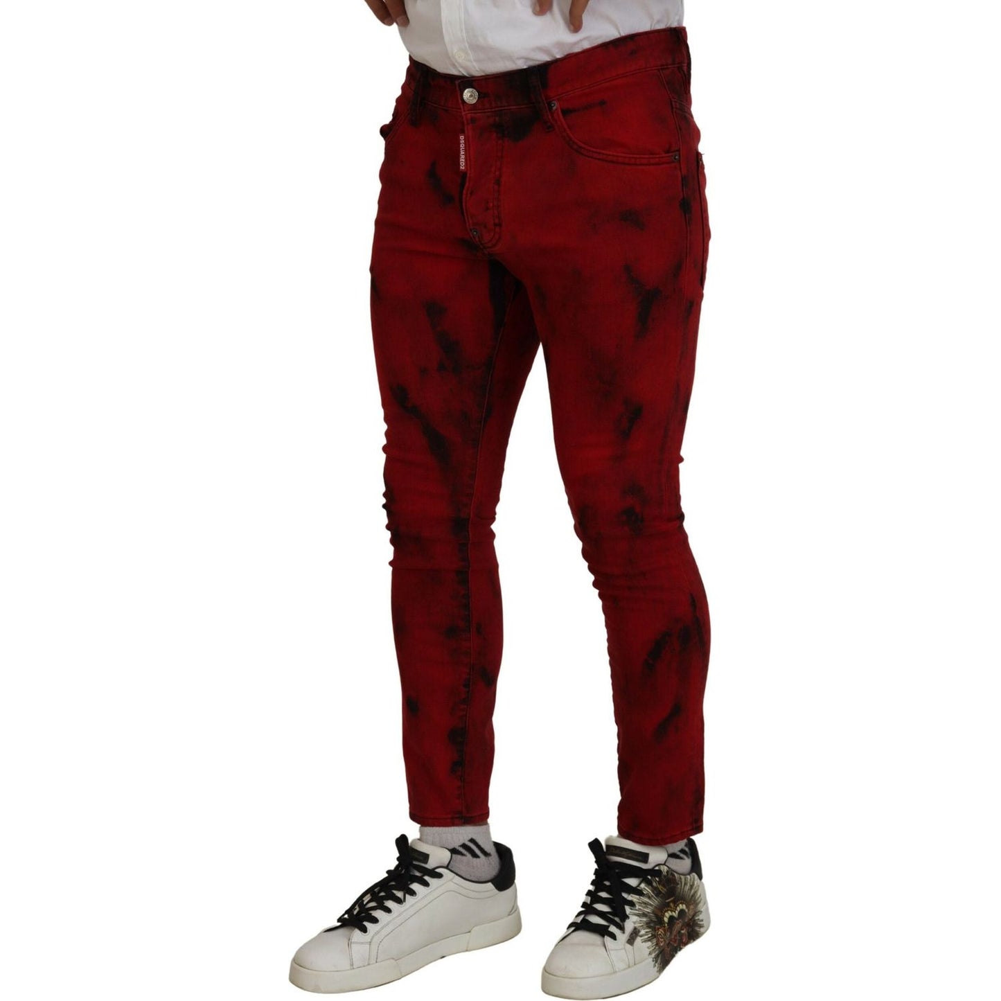 Dsquared² Red Cotton Tie Dye Skinny Casual Denim Jeans PAN74439-48
