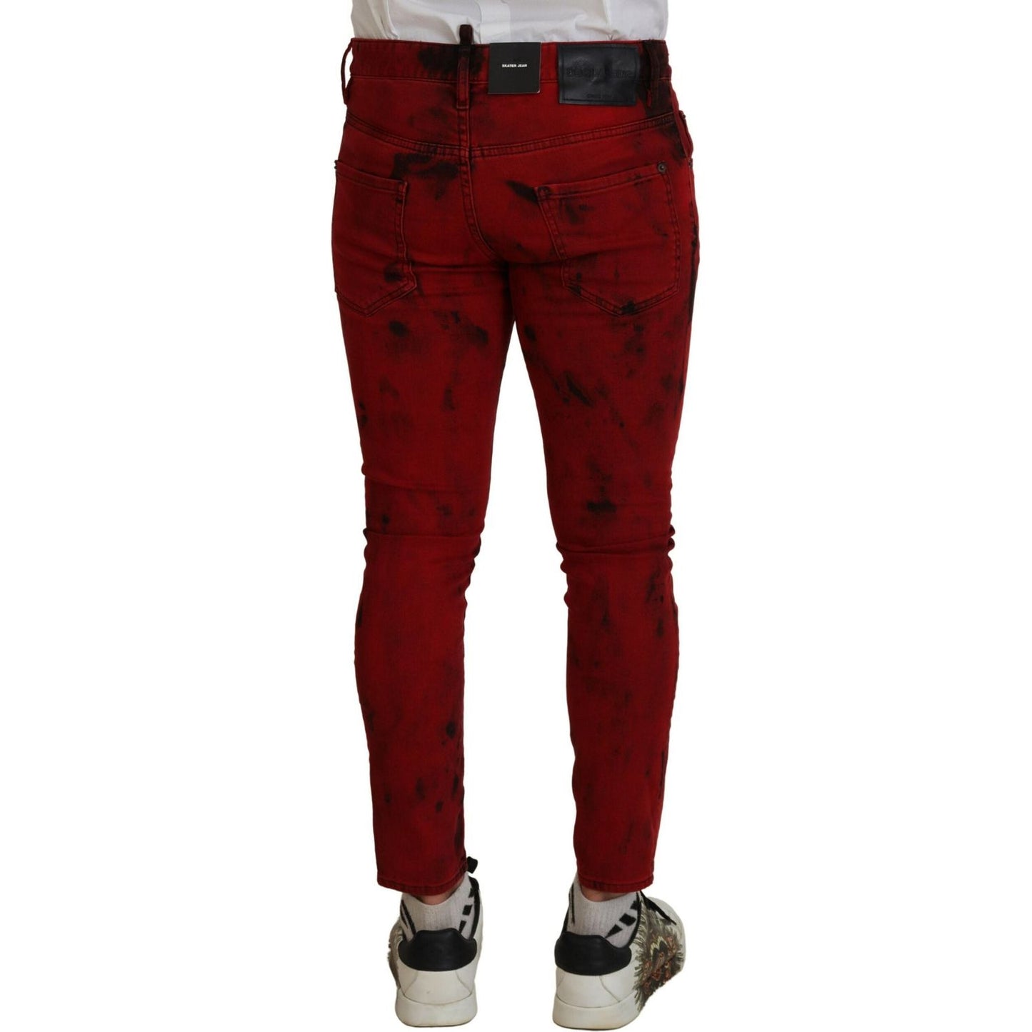 Dsquared² Red Cotton Tie Dye Skinny Casual Denim Jeans PAN74439-48