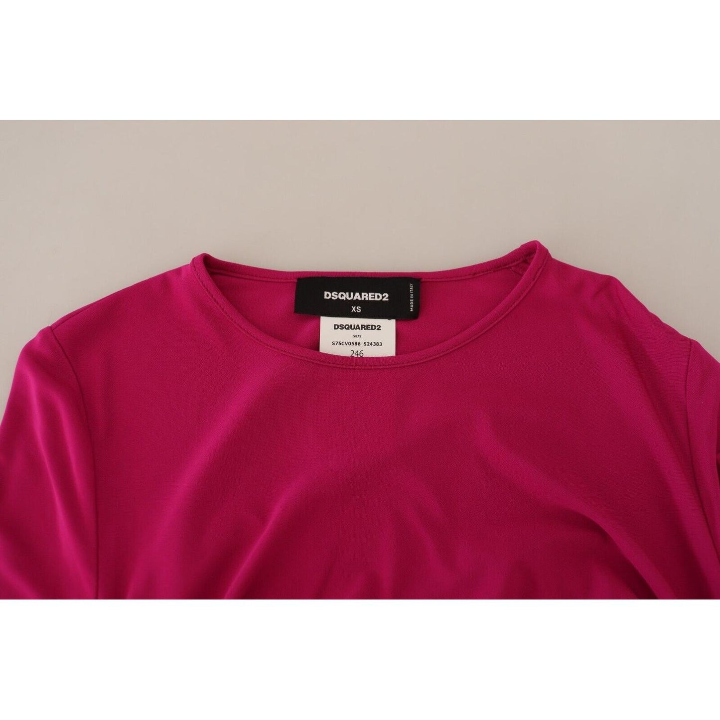 Dsquared² Fuchsia Viscose Long Sleeves Ruched Mini Dress Dsquared² Gray