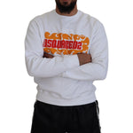 Dsquared² White Cotton Printed Long Sleeves Pullover Sweater TSH83531-48