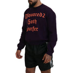 Dsquared² Purple Cotton Printed Men Pullover Sweater Dsquared² Black