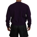 Dsquared² Purple Cotton Printed Men Pullover Sweater Dsquared² Black