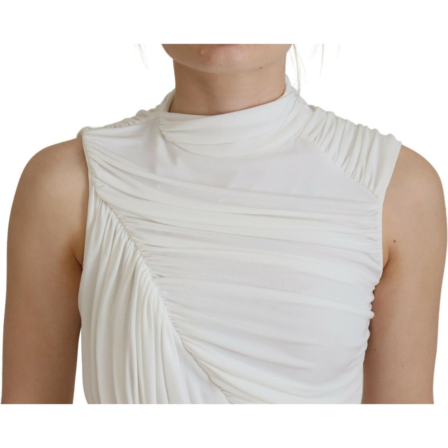 Dsquared² White Viscose Sleeveless Bodycon Mini Dress Dsquared² Light Gray
