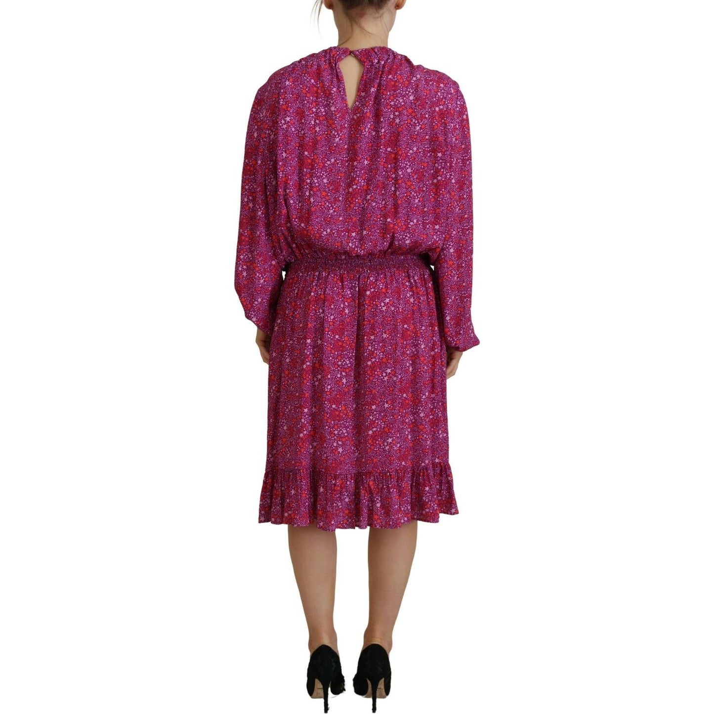 Dsquared² Fuchsia Stars Embellished Long Sleeves Dress Dsquared² Brown