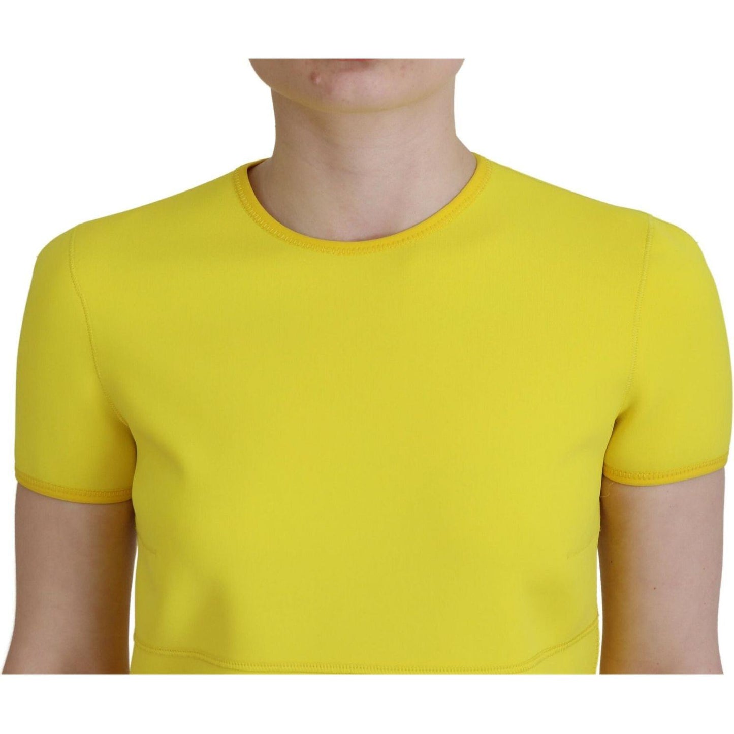 Dsquared² Yellow Nylon Short Sleeves Round Neck Mini Dress Dsquared² Goldenrod