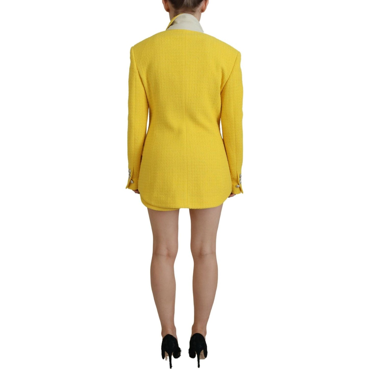 Dsquared² Yellow Peak Double Breasted Suit Blazer Short Set Dsquared² Goldenrod