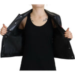 Dsquared² Black Leather Collared Long Sleeves Jacket Dsquared² Black