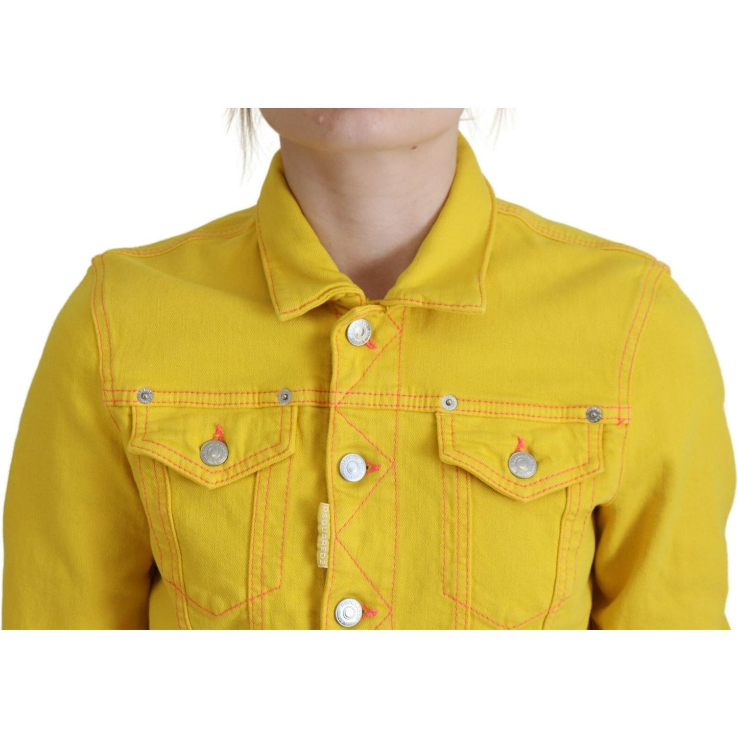 Dsquared² Yellow Collared Long Sleeves Denim Jacket Dsquared² Goldenrod