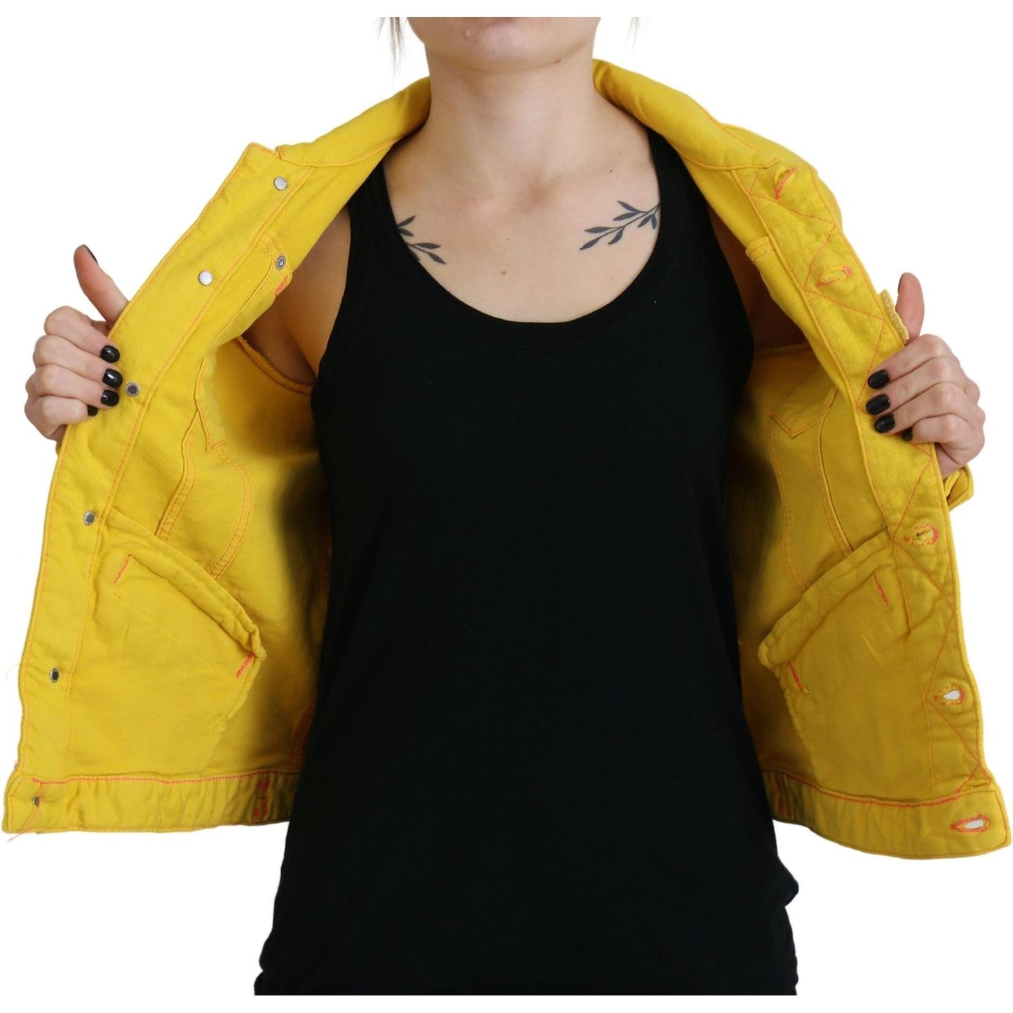 Dsquared² Yellow Collared Long Sleeves Denim Jacket Dsquared² Dark Khaki