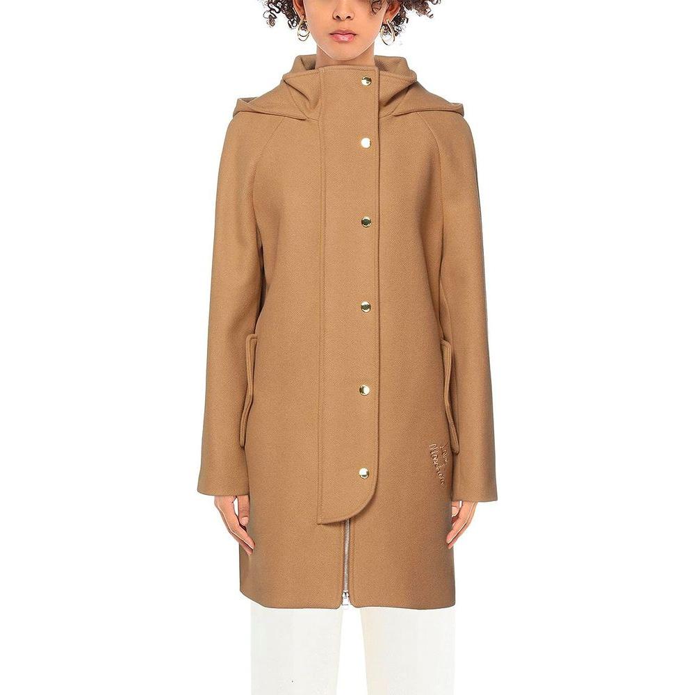 Love Moschino Brown Wool Women Coat Love Moschino Rosy Brown