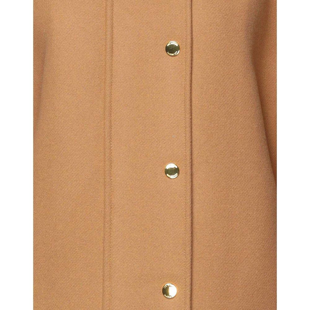 Love Moschino Brown Wool Women Coat Love Moschino Dark Khaki