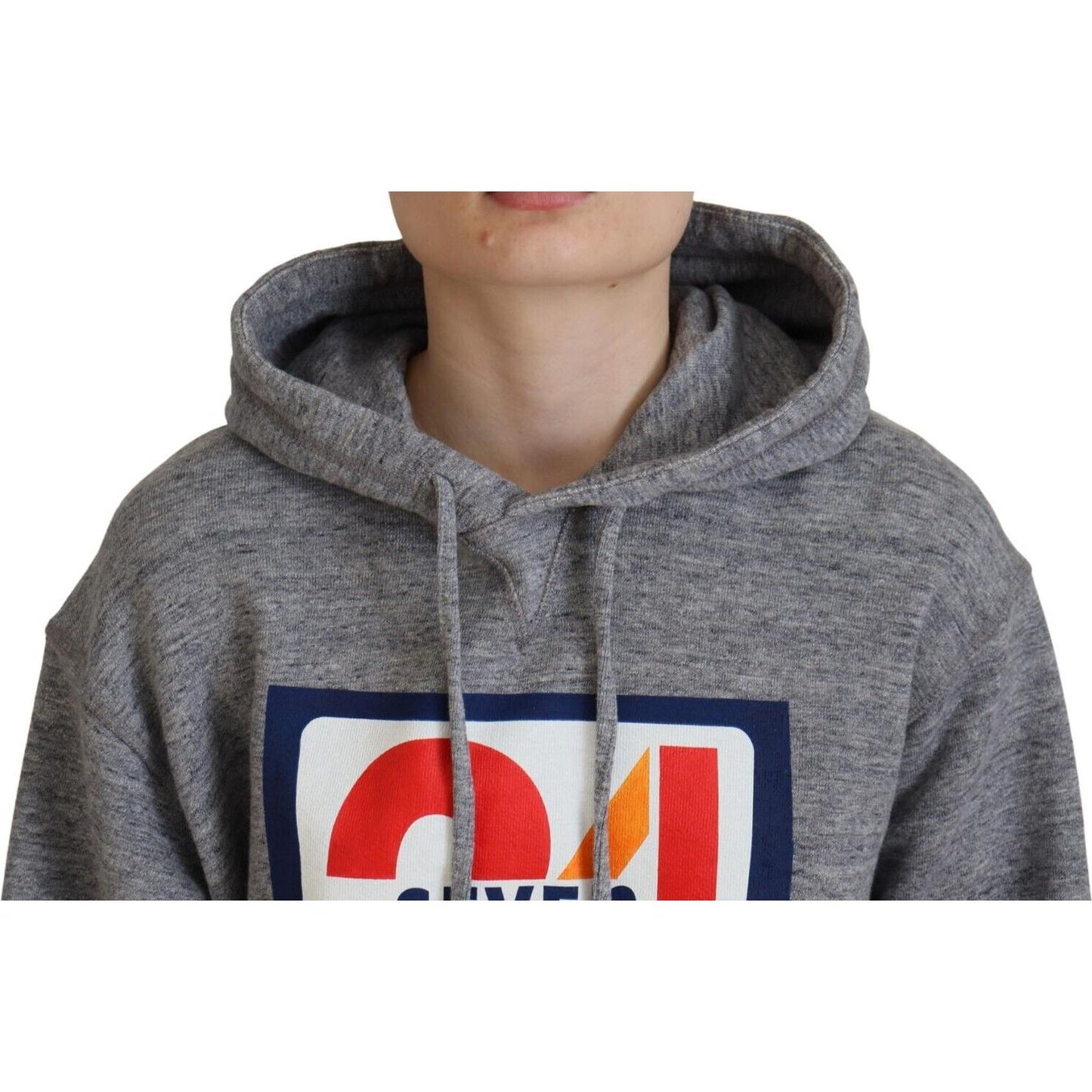 Dsquared² Gray Logo Print Cotton Hoodie Sweatshirt Sweater Dsquared² Dim Gray