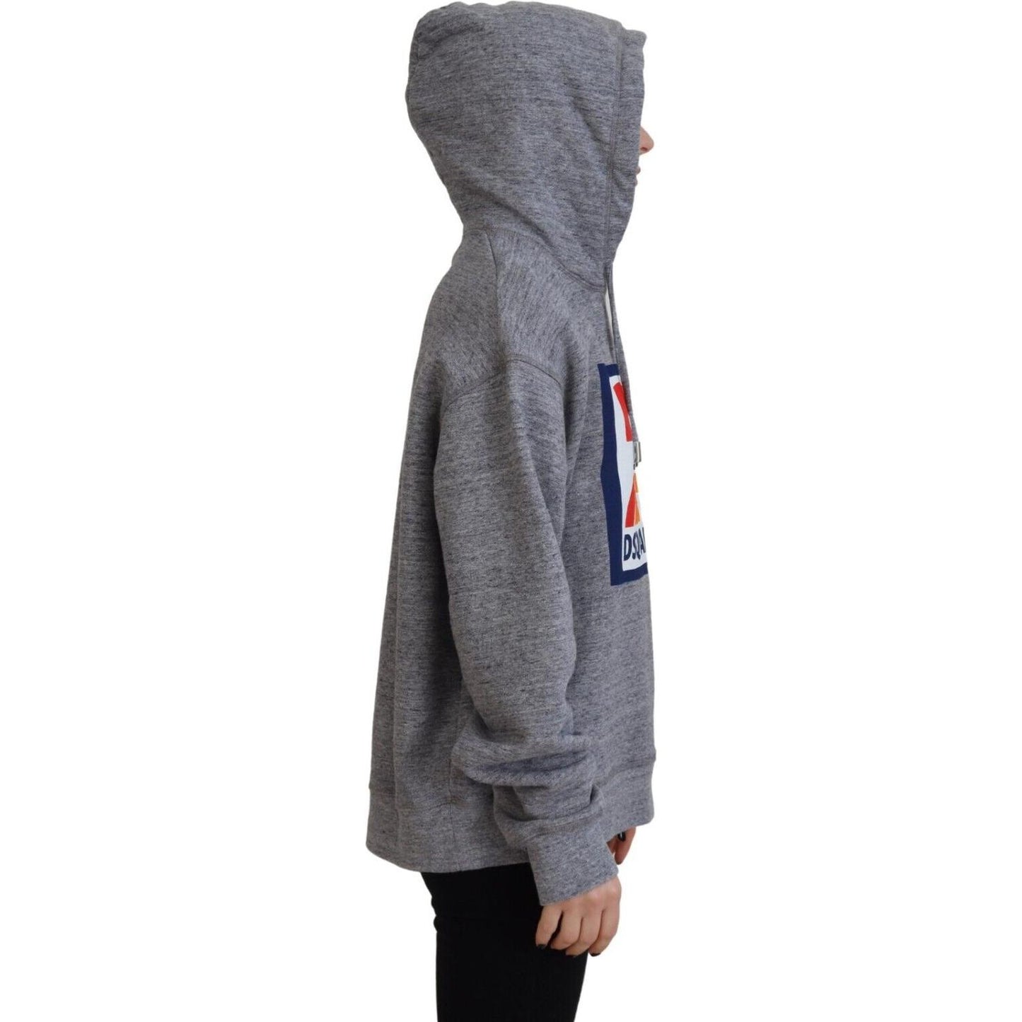 Dsquared² Gray Logo Print Cotton Hoodie Sweatshirt Sweater Dsquared² Dim Gray