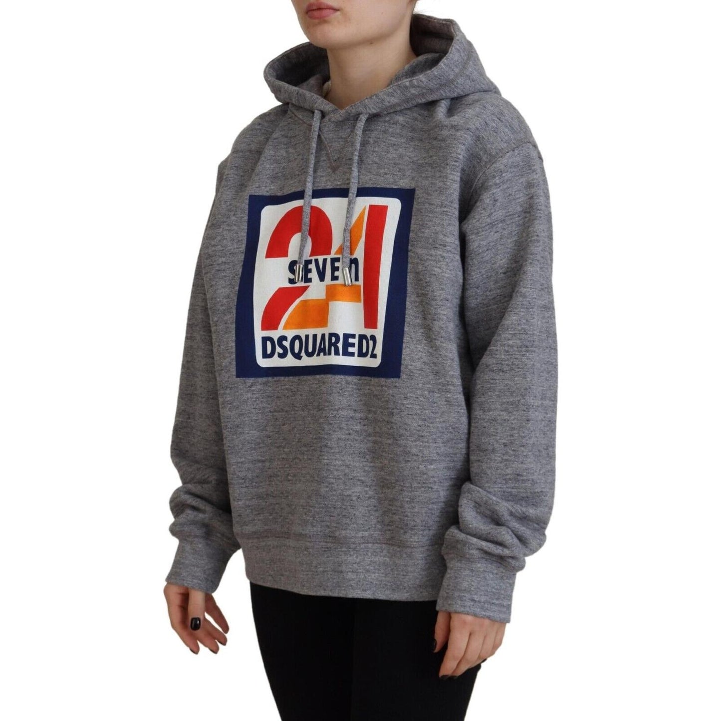 Dsquared² Gray Logo Print Cotton Hoodie Sweatshirt Sweater Dsquared² Dim Gray