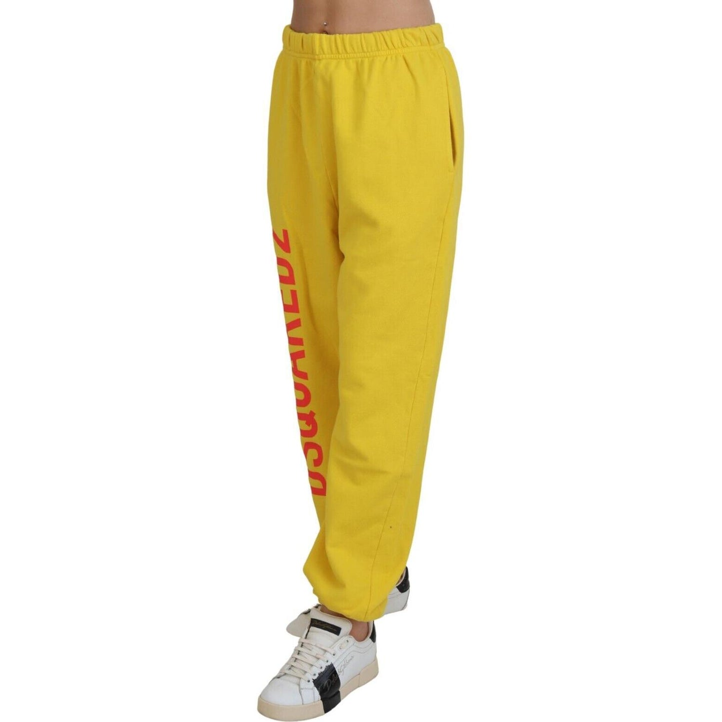 Dsquared² Yellow Mid Waist Logo Print Jogger Trouser Pants Dsquared² Goldenrod