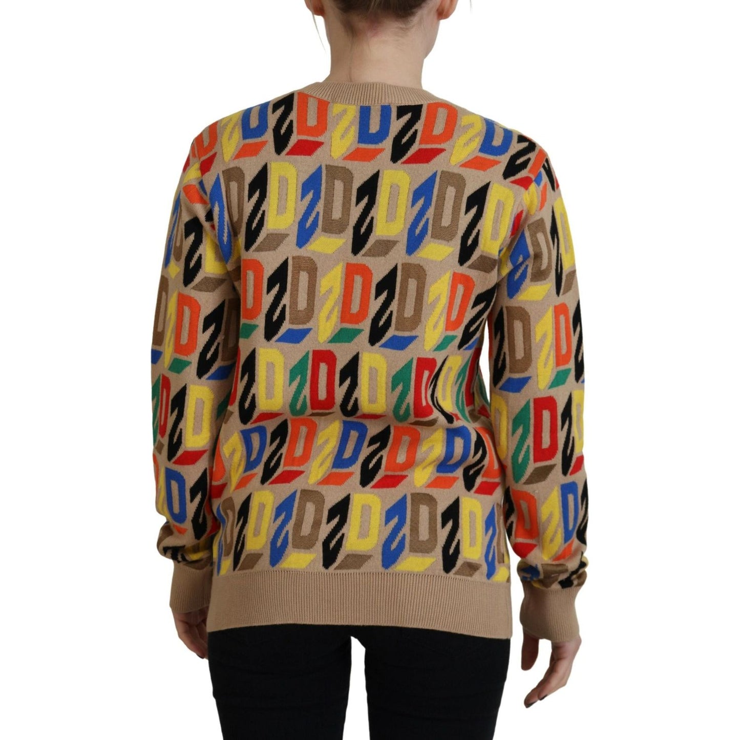 Dsquared² Brown Cotton Long Sleeve Crew Neck Printed Sweater Dsquared² Sienna