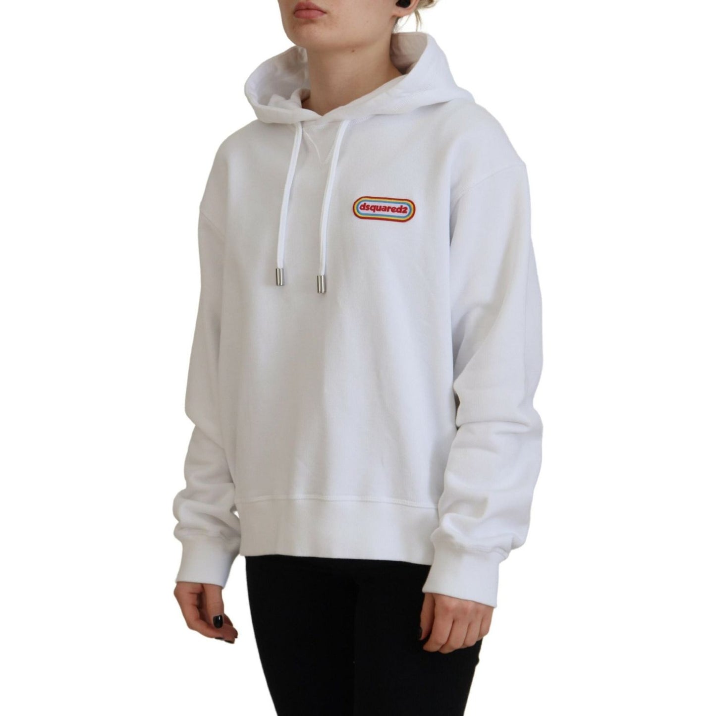 Dsquared² White Logo Patch Cotton Hoodie Sweatshirt Sweater Dsquared² Gray