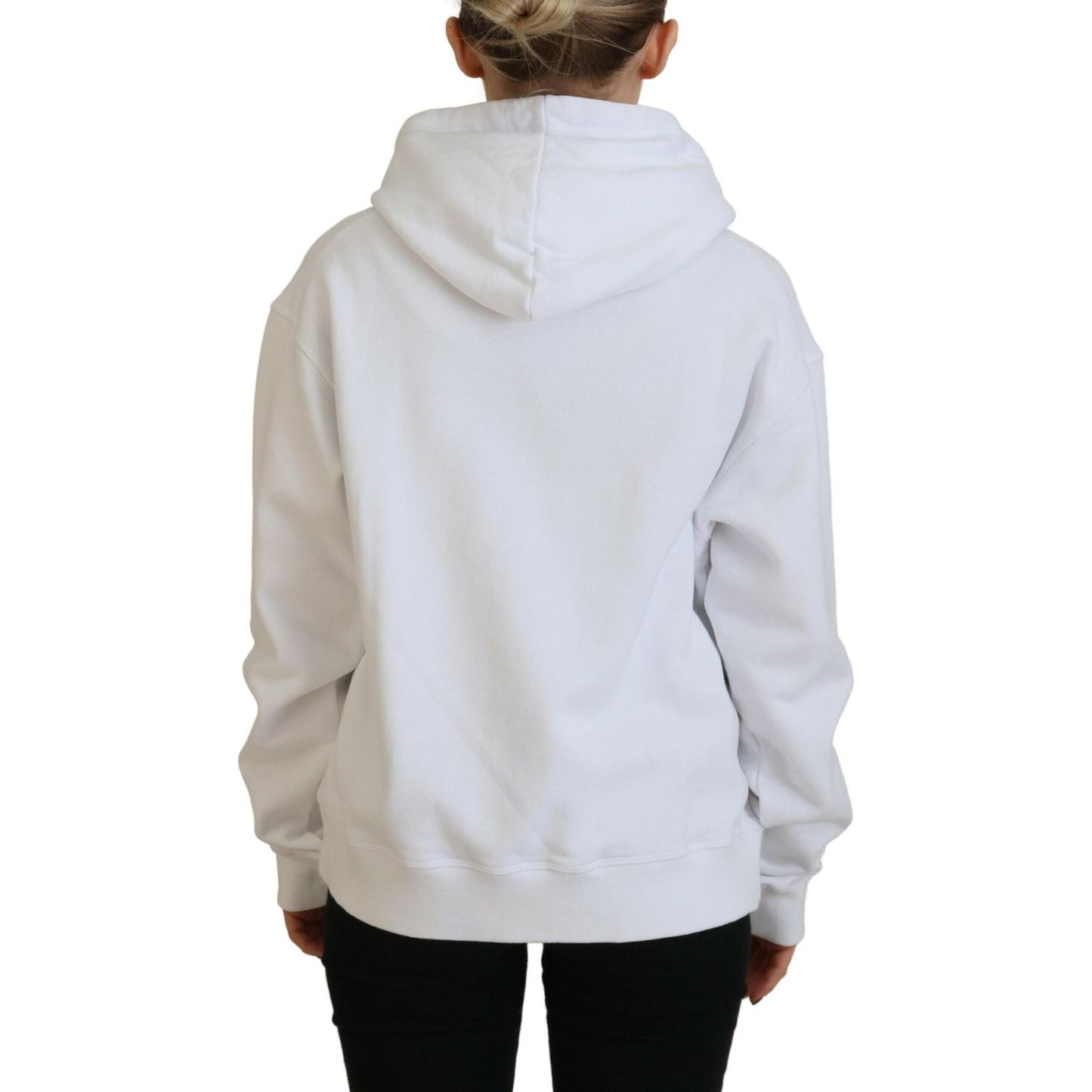 Dsquared² White Logo Patch Cotton Hoodie Sweatshirt Sweater Dsquared² Light Gray