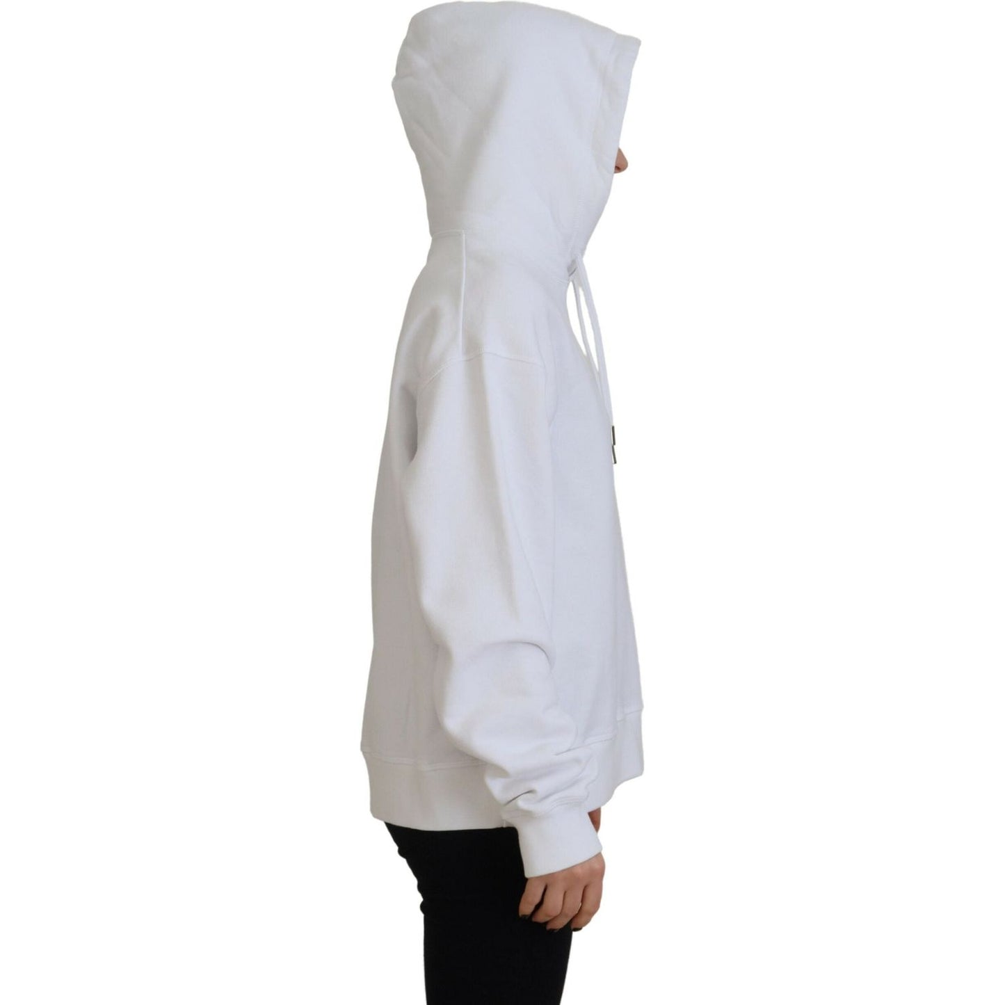Dsquared² White Logo Patch Cotton Hoodie Sweatshirt Sweater Dsquared² Gray