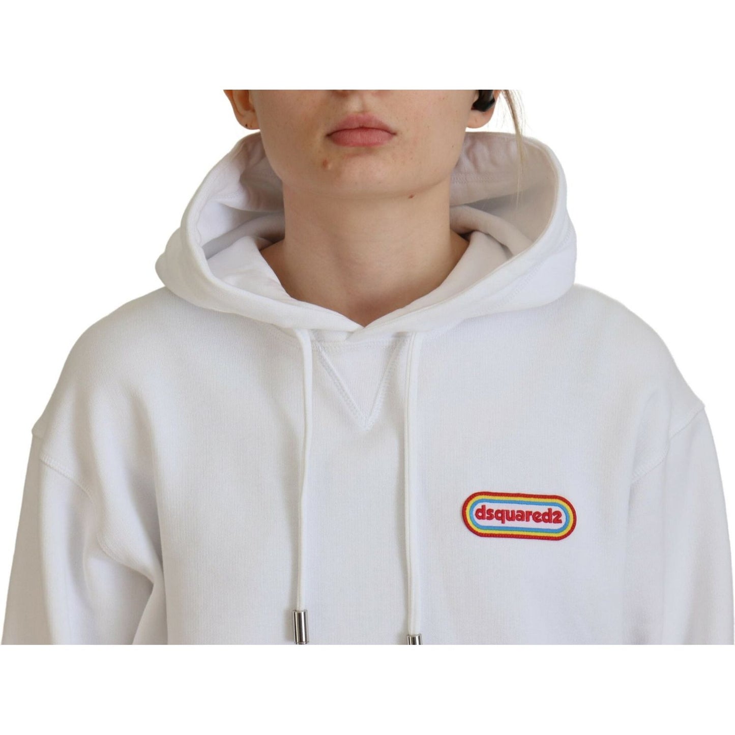 Dsquared² White Logo Patch Cotton Hoodie Sweatshirt Sweater Dsquared² Gray