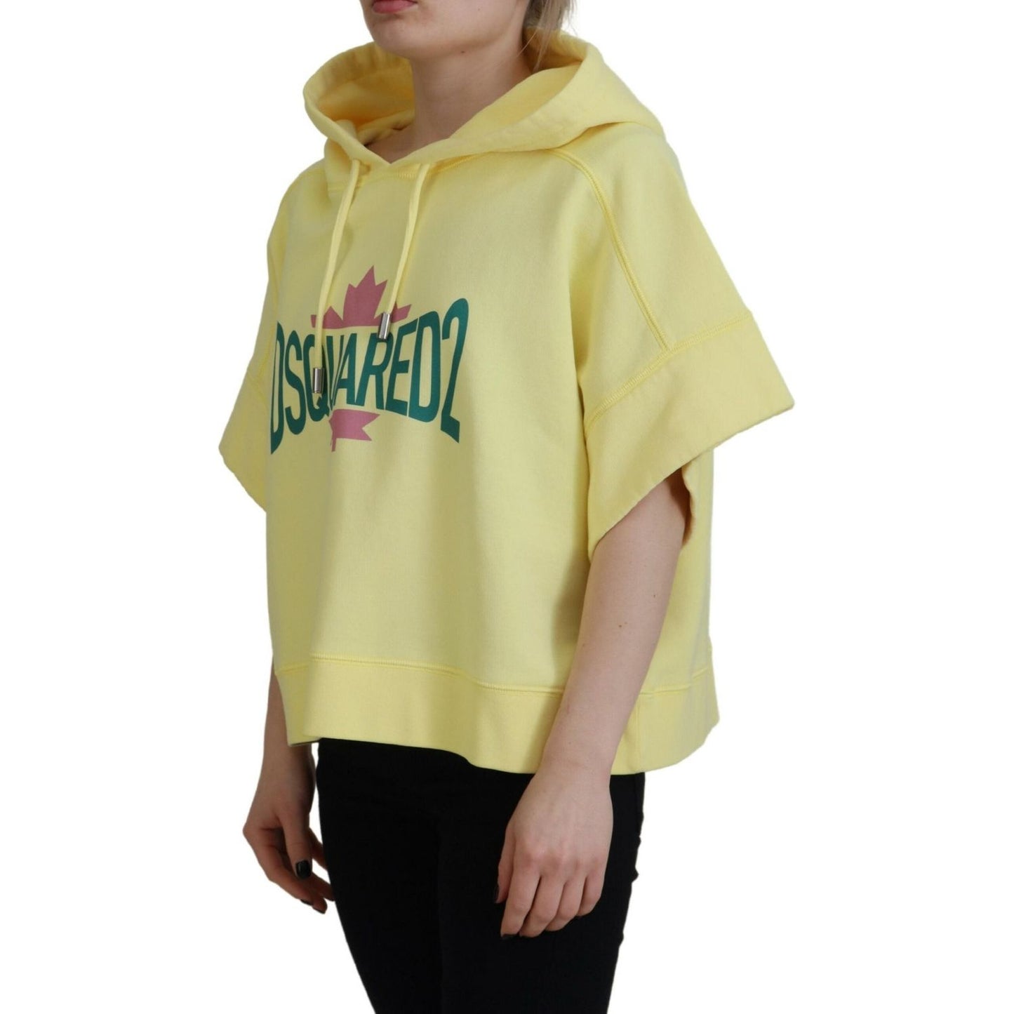Dsquared² Yellow Logo Print Cotton Hoodie Sweatshirt Sweater Dsquared² Dark Khaki
