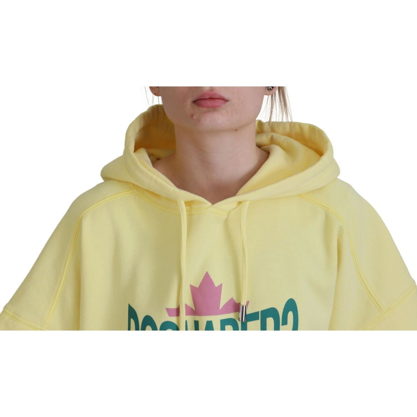 Dsquared² Yellow Logo Print Cotton Hoodie Sweatshirt Sweater Dsquared² Tan