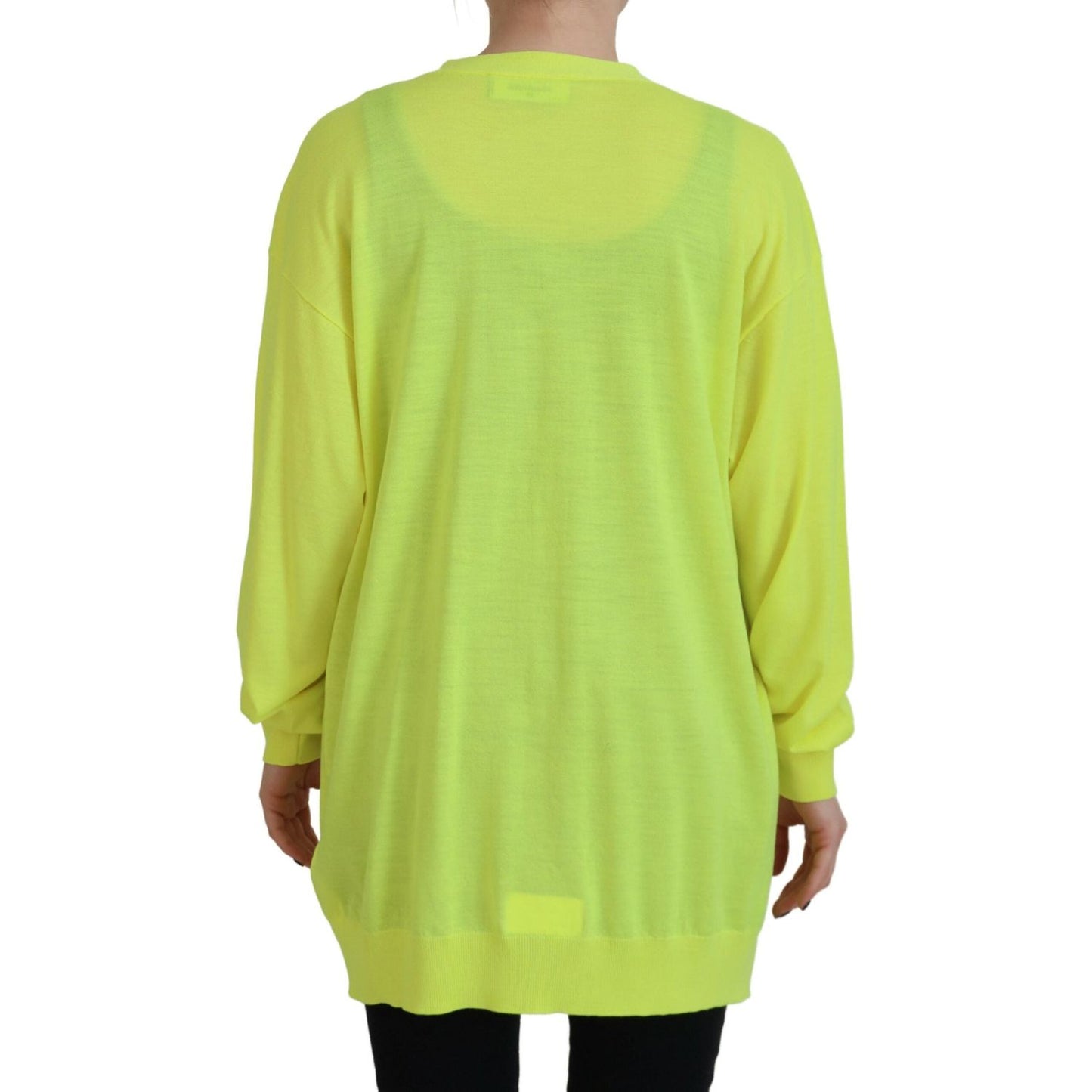 Dsquared² Yellow Wool Knitted Buttoned Cardigan Sweater Dsquared² Dark Khaki