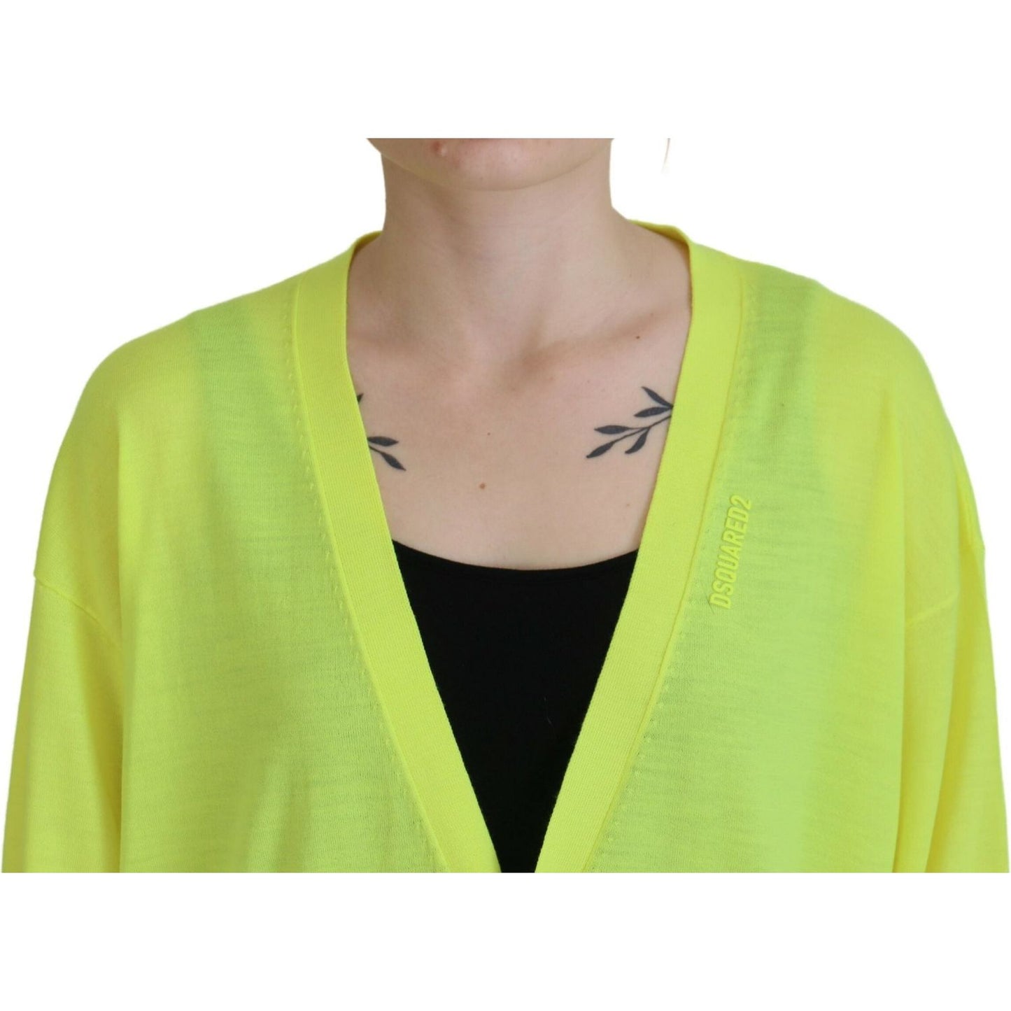 Dsquared² Yellow Wool Knitted Buttoned Cardigan Sweater Dsquared² Dark Khaki