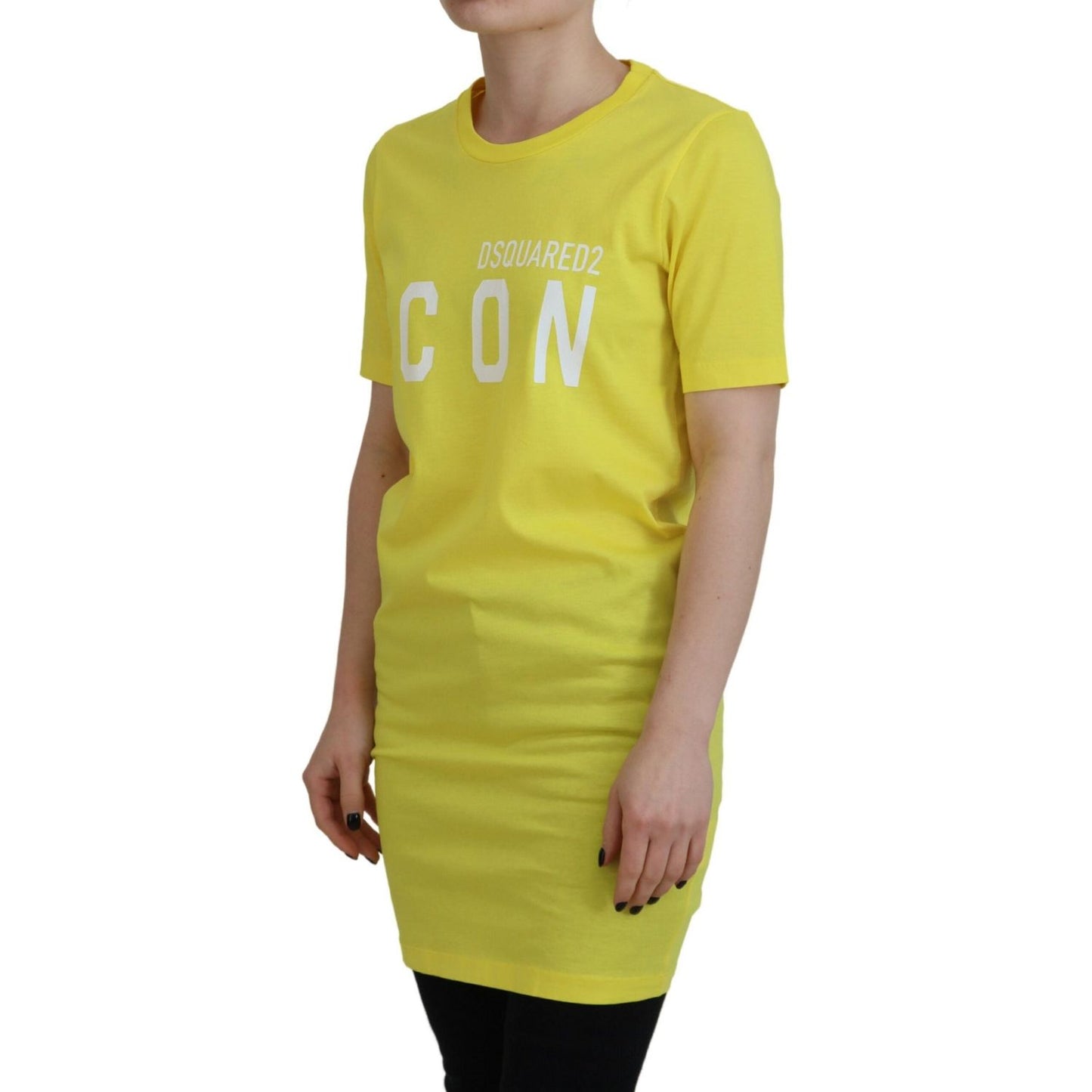 Dsquared² Yellow CottonShiny Icon Renny Dress Crewneck T-shirt Dsquared² Dark Khaki