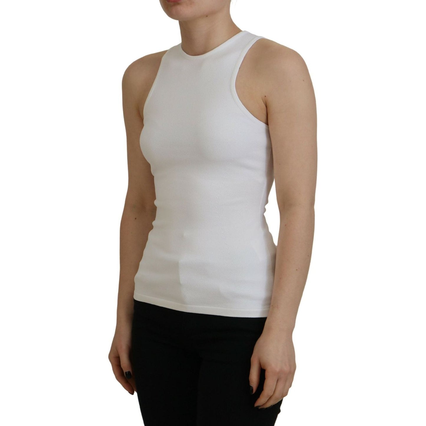 Dsquared² White Viscose Sleeveless Round Neck Tank T-shirt Dsquared² Dark Gray