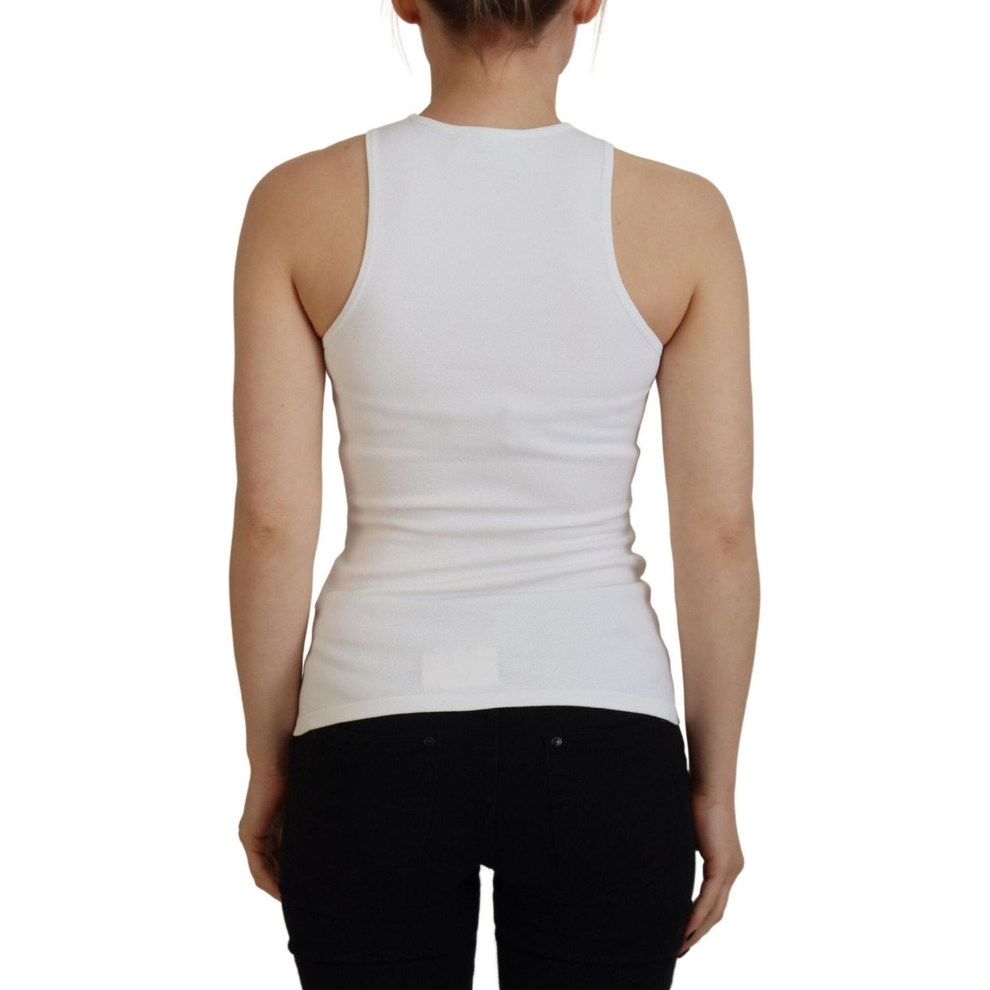 Dsquared² White Viscose Sleeveless Round Neck Tank T-shirt Dsquared² Gray
