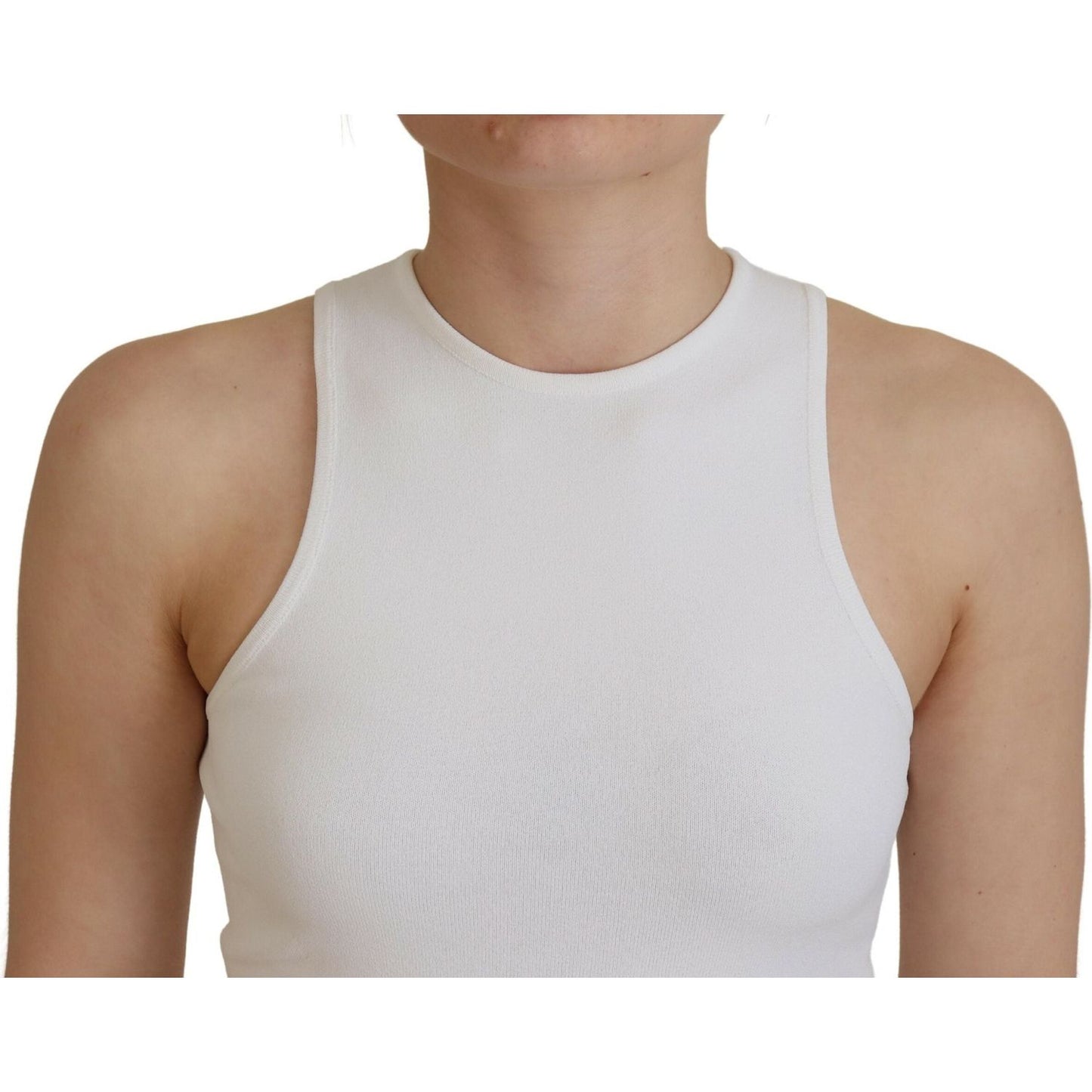 Dsquared² White Viscose Sleeveless Round Neck Tank T-shirt Dsquared² Gray