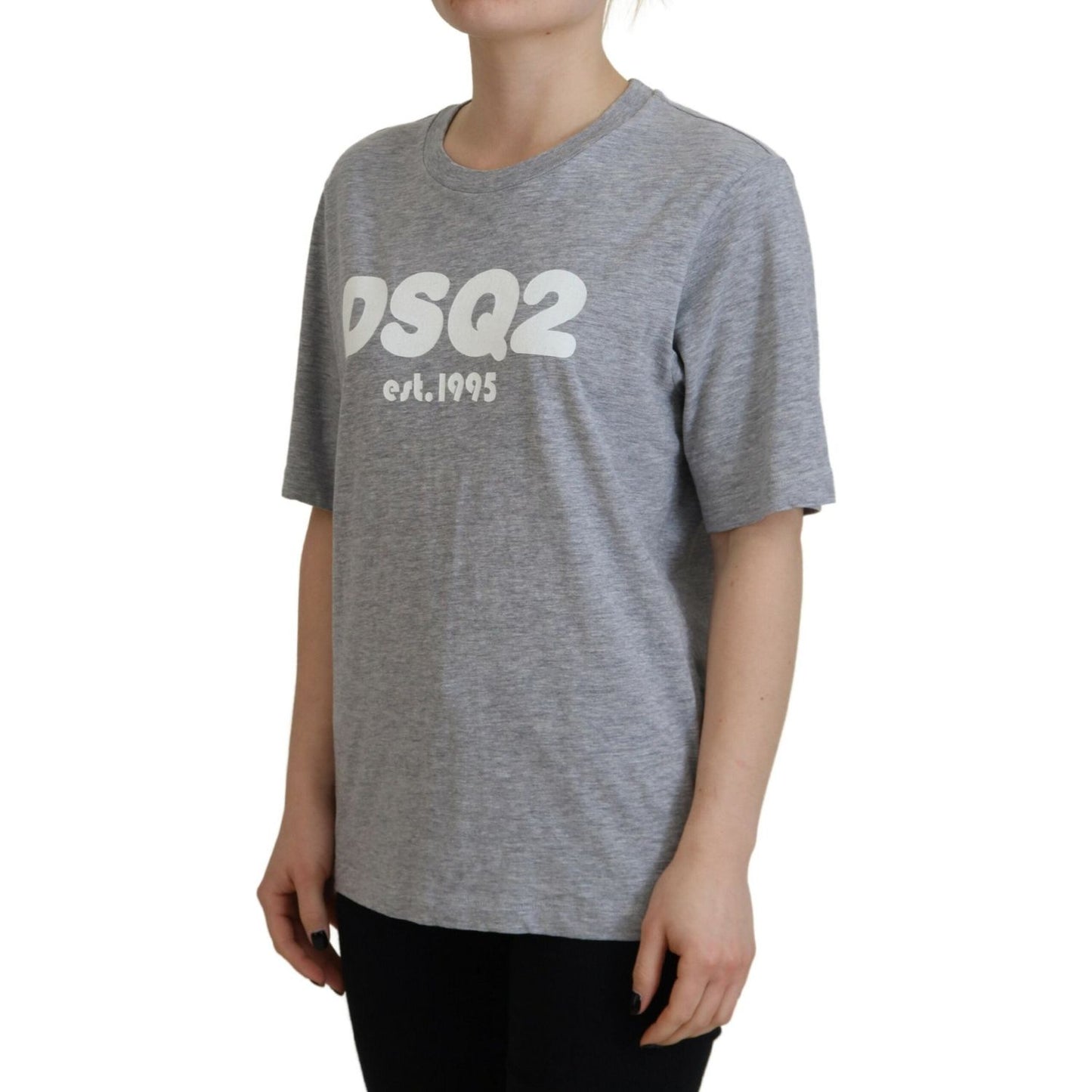 Dsquared² Gray Logo Cotton Crewneck Short Sleeve Tee T-shirt Dsquared² Light Slate Gray