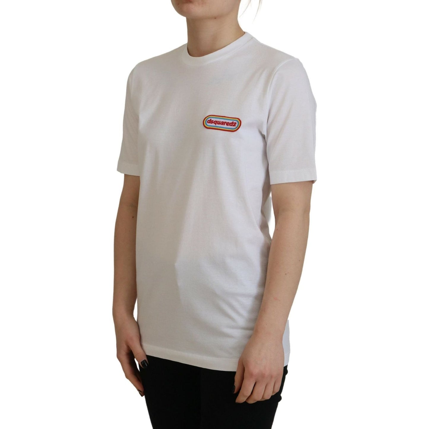 Dsquared² White Logo Patch Crewneck Short Sleeve Tee T-shirt Dsquared² Dark Gray