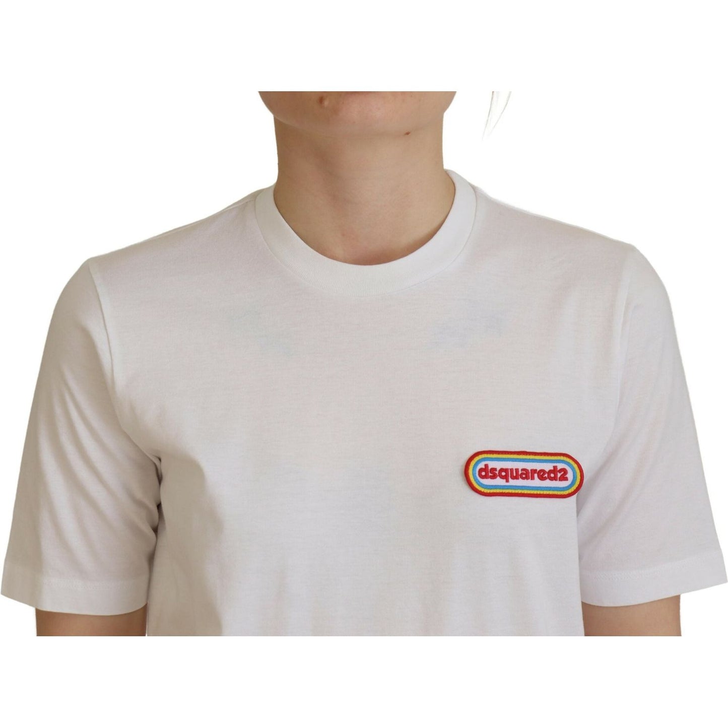 Dsquared² White Logo Patch Crewneck Short Sleeve Tee T-shirt Dsquared² Gray