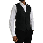 Dolce & Gabbana Black Brown Silk Waistcoat Dress Formal Vest Dolce & Gabbana Black