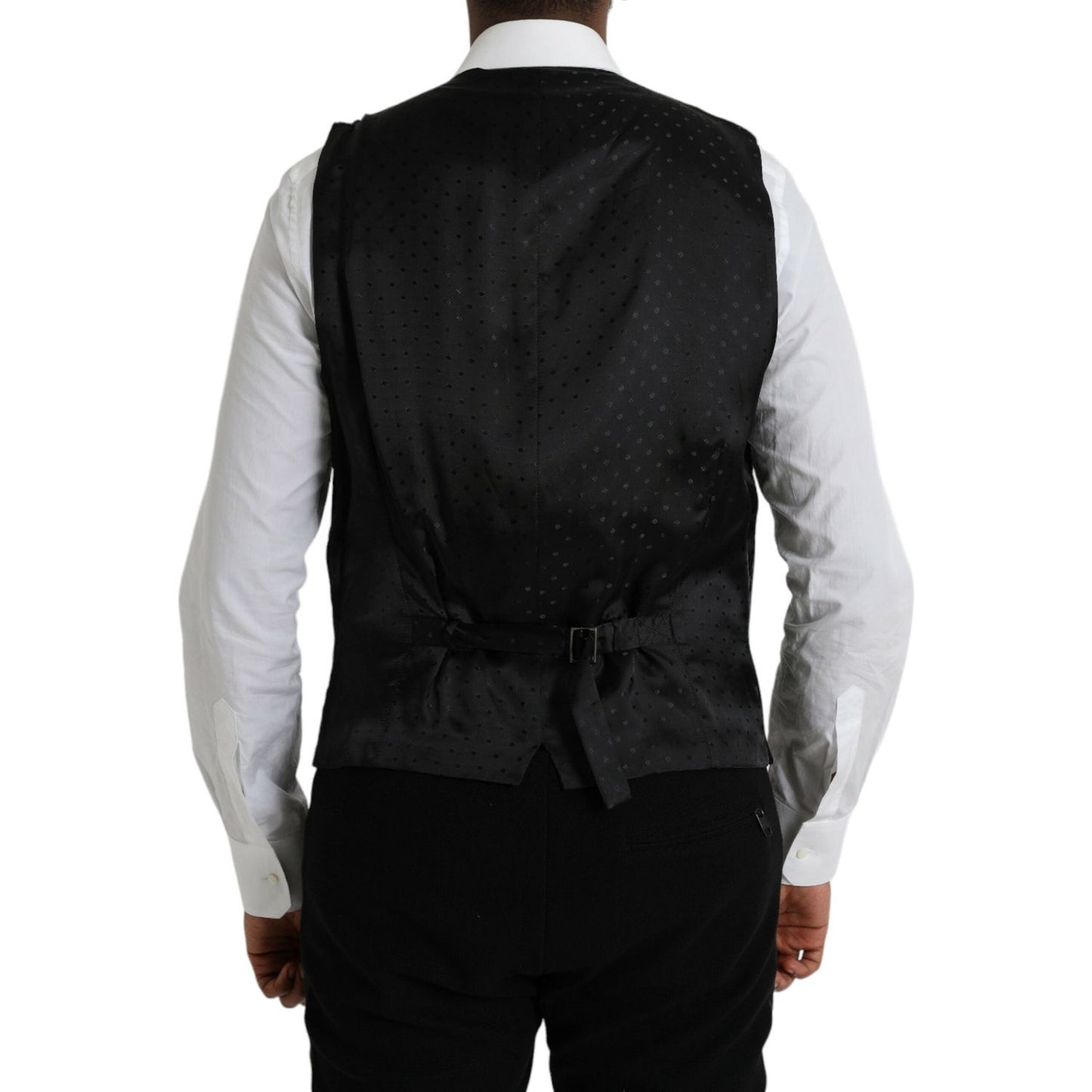 Dolce & Gabbana Black Silk Waistcoat Dress Formal Vest Dolce & Gabbana Gray