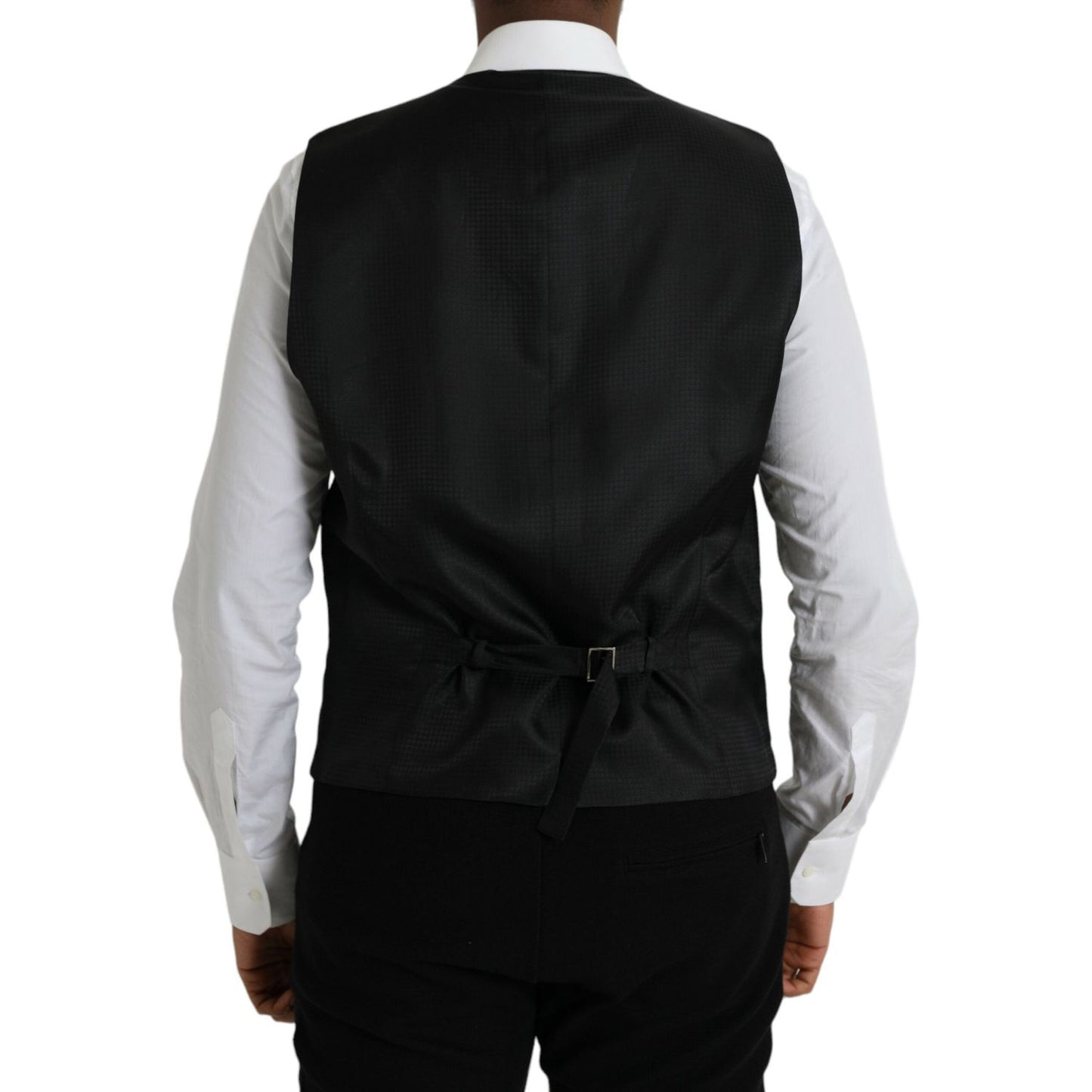 Dolce & Gabbana Black Wool Waistcoat Dress Formal Vest Dolce & Gabbana Gray