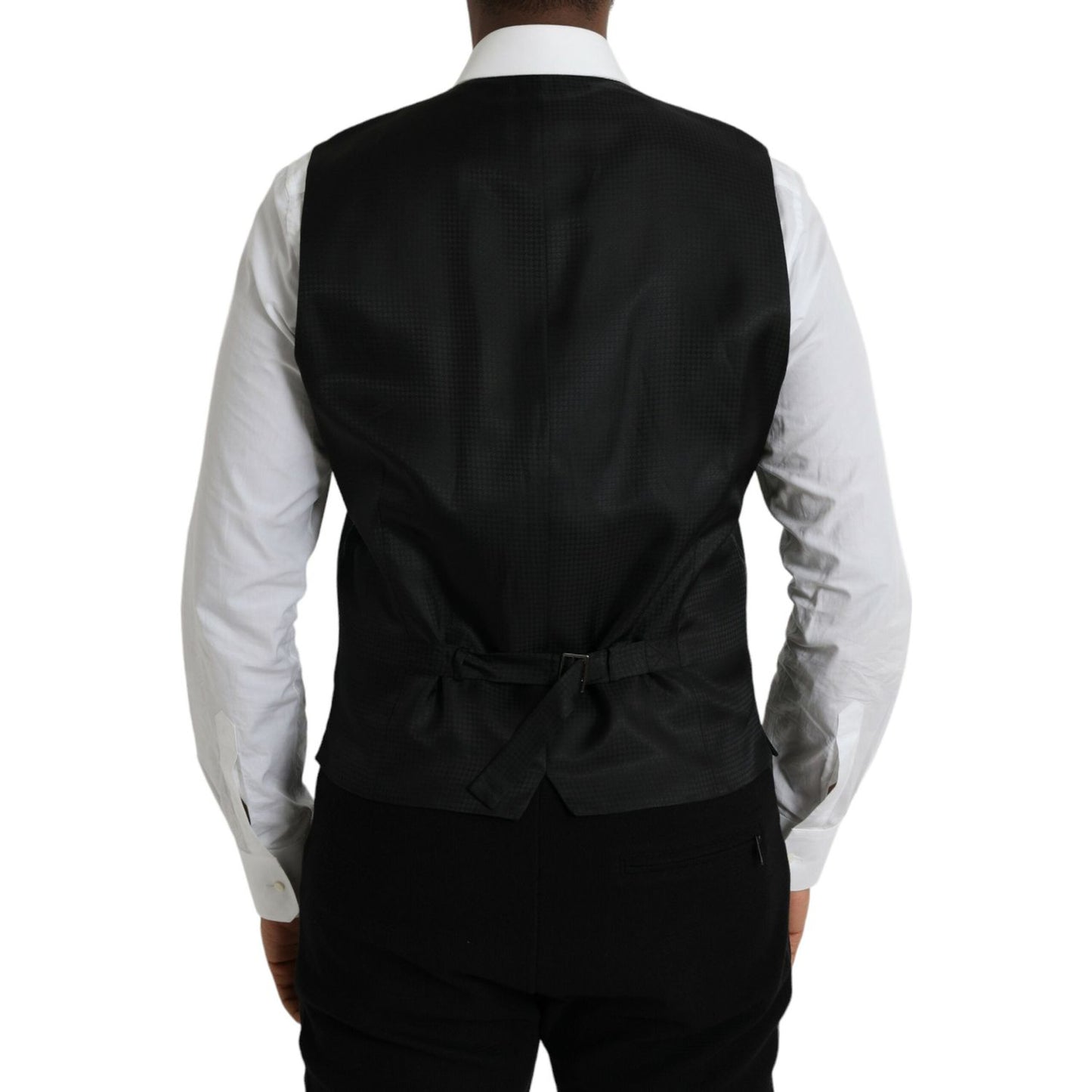 Dolce & Gabbana Black Wool Waistcoat Dress Formal Vest Dolce & Gabbana Gray