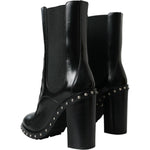 Dolce & Gabbana Black Leather Studded Lace Up Boots Shoes Dolce & Gabbana Black